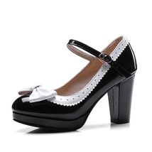 Female Pumps Japanese sweet Lolita bow Women Pumps High Heel Mary Janes shoes CO - £43.30 GBP