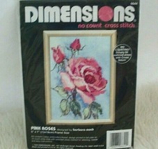 Vintage Dimensions No Count Cross Stitch Kit Pink Roses 5 x 7 New Sealed 6644 - £10.92 GBP