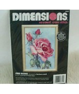 Vintage Dimensions No Count Cross Stitch Kit Pink Roses 5 x 7 New Sealed... - £10.40 GBP