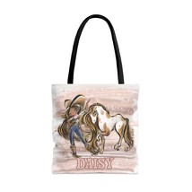 Personalised Tote Bag, Cowgirl & Horse, Brown Hair, Olive Skin, Brown Eyes, Tote - £22.01 GBP - £26.14 GBP