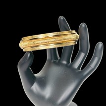 KARL LAGERFELD Bangle Bracelet Signed Gold Tone Heavy Textured Modern 7.85“ - £168.16 GBP