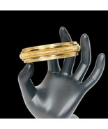 KARL LAGERFELD Bangle Bracelet Signed Gold Tone Heavy Textured Modern 7.85“ - £166.71 GBP