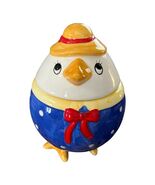Vintage Chicken Mug With Lid Ceramic Hen Coffee Cup Blue Polka Dot Farmh... - $16.20