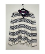 Charter Club Striped Henley with Flip Cuffs and Collar Size L - $9.50