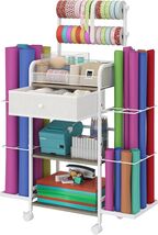 Versatile Rolling Craft Cart - Gift Wrap Organizer with Ribbon Holder an... - $130.63