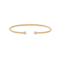14K Gold Plated Sterling Silver Cubic Zirconia Twist Cable Cuff Bracelet - £49.55 GBP