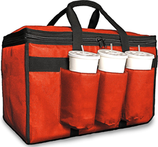Insulated Food Delivery Bag with Cup Holders/Drink Carriers Premium - $33.53