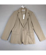 NWT Cicy Bell Khaki Blazer Jacket Women&#39;s L Single Button Notched Lapel ... - $551.25 MXN