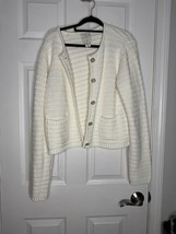 JOIE Ivory Chunky Knit Button Front Cardigan Sweater  Size XL - €29,10 EUR