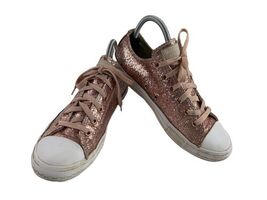 Converse all Star Chuck Taylor Junior Girls Shoes Pink 5M Sequin Walking... - $19.62