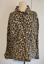 Bibi Women&#39;s Long Sleeve Denim Shirt Jacket SMALL Leopard Print Button U... - $58.04