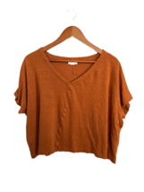 J. JILL Love Linen Womens Top Rust Orange Boxy T-Shirt Tee V-Neck M - $16.31