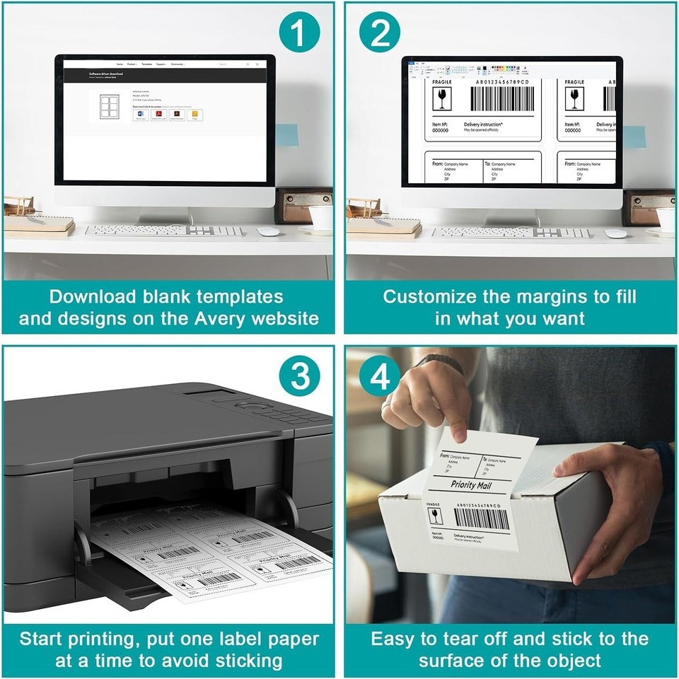 3.33x4 in Labels - 25 Sheets 6 Label Stickers Paper for Inkjet/Laser Printer 150 Item image 3
