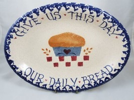 Stoneware Plate Rustic Country Americana Give Us This Day Our Daily Bread - £10.34 GBP