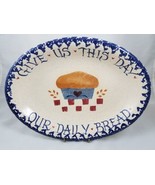 Stoneware Plate Rustic Country Americana Give Us This Day Our Daily Bread - £10.23 GBP