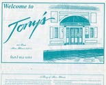 Tony&#39;s Restaurant Menu 312 Piasa Alton Illinois 1996 - £14.21 GBP