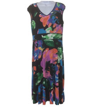 London Times Black Purple Blue Watercolor Print Jersey Sleeveless Dress Size 10 - £23.43 GBP