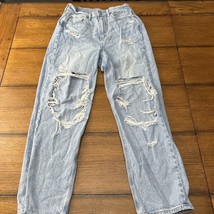 American Eagle Highest Rise 90s Boyfriend Jeans Womens 6 Blue Distressed Casual - £11.38 GBP