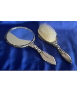 Vintage Silver Tone Godinger Hand Mirror &amp; Hair Brush Set - €20,54 EUR