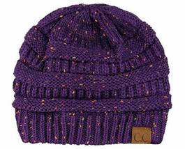 Confetti Purple - Beanie New Women Slouchy Knit Thick Cap Unisex - £19.16 GBP