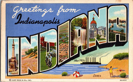 Vintage Postcard Big Letter Greetings from INDIANA Linen (C5) - £7.63 GBP