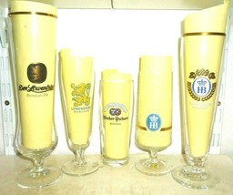 5 Munich Breweries Lowenbrau Hacker Pschorr Hofbrau German Beer Glasses - $24.95