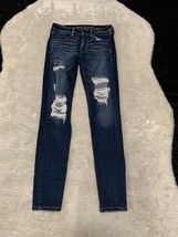 American Eagle Jegging Womens Denim Ripped Pants Size 6R Stretches - $15.13