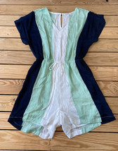 Hailey &amp; co NWOT women’s stripe cinch waist romper size S Blue Green white G10 - £8.75 GBP