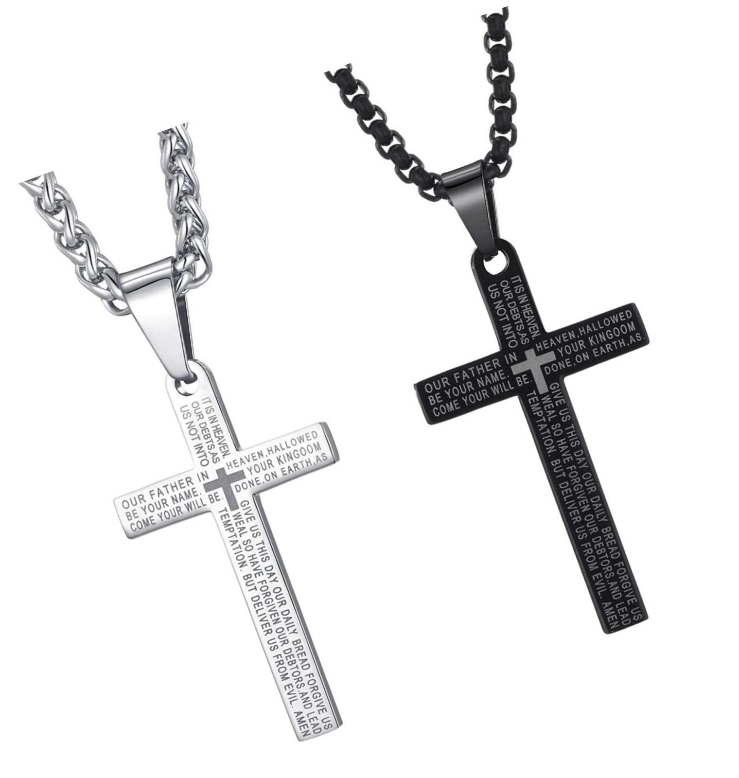 Cross Necklace for Men and Boys Lord&#39;s Prayer - $73.41