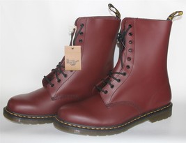 Dr. Martens AirWair 1490 Smooth Cherry Leather 10-Eye Combat Boots Men&#39;s 16 NWT - £168.77 GBP