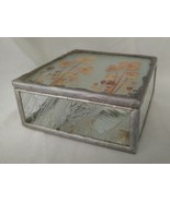 Lynn Carpenter Feathered Glass Square Trinket Box w/ Frosted Lid, Dried ... - £19.07 GBP