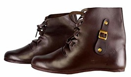 Medieval Shoes Brown Color Renaissance Viking Cosplay Cowboy Halloween Men Shoes - £84.73 GBP