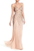 Marina Embellished V-Neck Gown SZ 2 Blush Mrsp $229 - £75.78 GBP