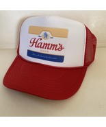 Vintage Hamm&#39;s Beer Hat Hamm&#39;s Trucker Hat snapback Red Party Summer Bea... - $15.57