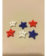 Buttons (new) 1/2” (6) STARS- RED, WHITE &amp; BLUE #7 - £3.59 GBP
