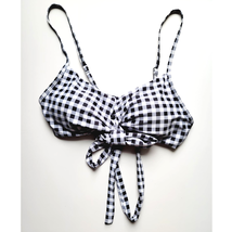 SheIn Gingham Buffalo Plaid Black Gray White Bikini Top Size Small - $15.00