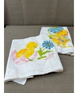 2 Vintage Hand Painted Duck Kitchen Dish Towels, - $18.05