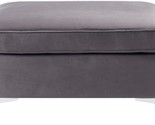 Velvet Upholstered Ottoman In Gray And Chrome Finish - £319.36 GBP