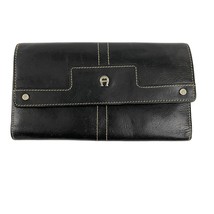 VTG Etienne Aigner Black Folding Wallet Genuine Leather Check Holder  - £25.09 GBP