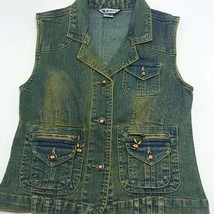 Women’s Playboy Green Vintage Denim Vest - £98.09 GBP