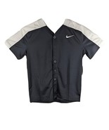 Kids Baseball Practice Jersey Medium Nike Team Button Up Black White - $19.27