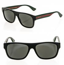 GUCCI SENSUAL ROMANTIC 0341 Black Green Stripe POLARIZED Sunglasses GG0341S - £290.06 GBP