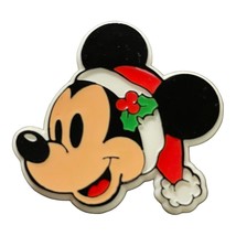 Santa Mickey Mouse Christmas Santa Hat Holly Plastic Brooch Pin Disney - $8.04