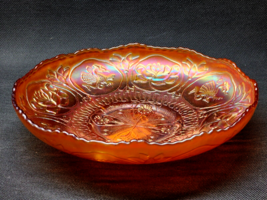 Antique FENTON Marigold Carnival Glass DRAGON &amp; LOTUS Flower Footed Dish... - £33.31 GBP