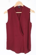 Theory P Petite Maroon Red Taneah Modern Silk Georgette Wrap Sleeveless ... - £23.94 GBP