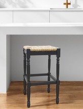 29&quot; Natural And Black Solid Wood Backless Bar Height Bar Chair - $251.10 CAD