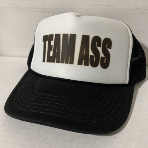 Team Ass Trucker Hat Funny Hat SnapBack Black Unworn Adjustable Beach Hat - $8.88