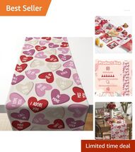Valentine's Day Table Runner - 13.8 x 73 Inch Heart Pattern for Dining D... - $14.80