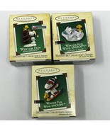 Hallmark Lot Winter Fun with Snoopy 3 Miniature Peanuts Ornaments Clip On - $31.76