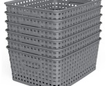 Weave Storage Organizer Baskets, Grey 6-Pack Plastic Woven Baskets, 10.1... - $35.99
